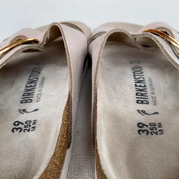 BIRKENSTOCK Big Buckle Siena Washed Metallic Rose Gold Leather Sandals Size 39 - Picture 5 of 10